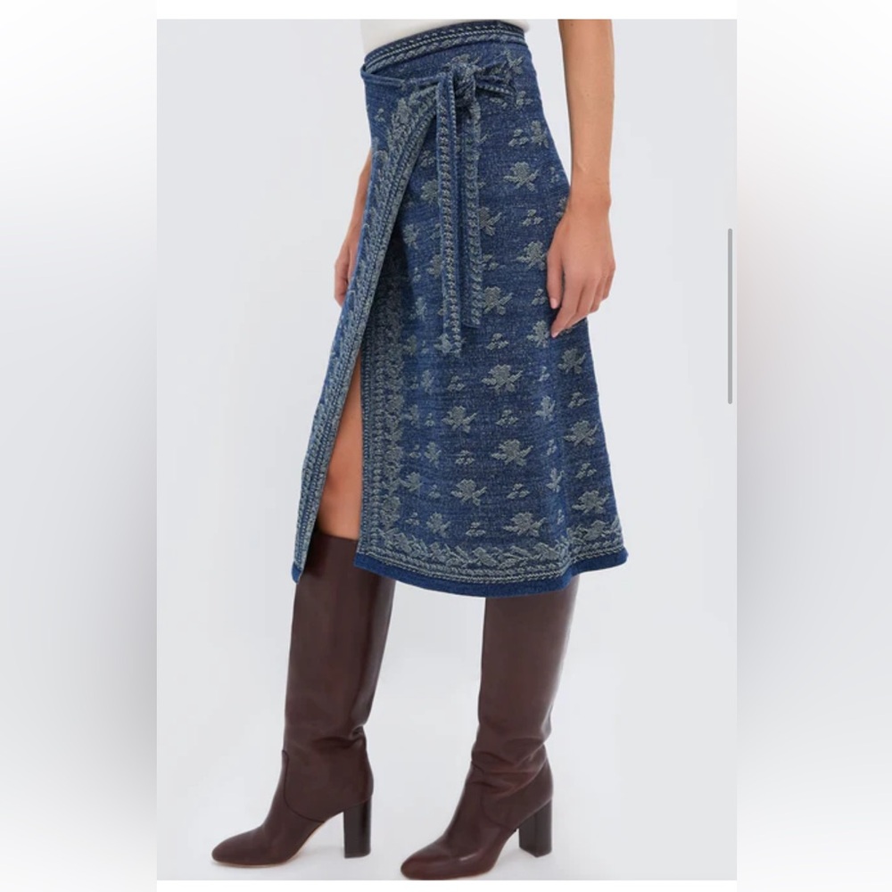 POLO Ralph Lauren indigo knit wrap A line skirt S & XL